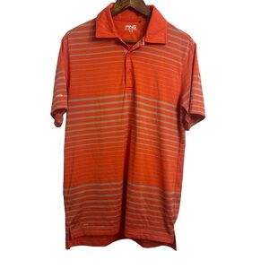 Ping Sensor Cool Polo Golf Shirt Men’s Medium Orange Gray Stripe
